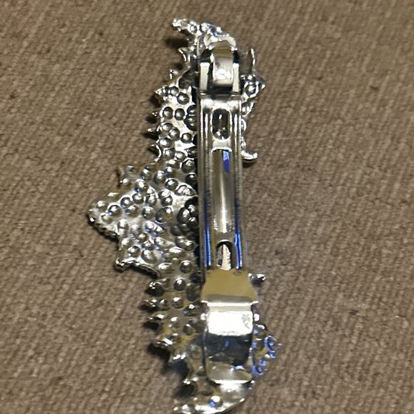 Goth Pewter Bat Halloween Hair Clip 4" Long Silver Color Metal Emo Goth Barrette - Picture 7 of 9